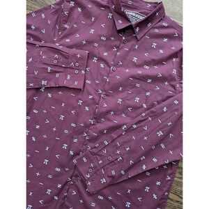 Think Geek Number Crunch Button Down Allover Print Shirt Math Teacher Sz XL Nerd